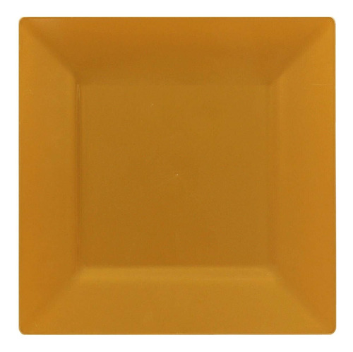 Plato Cuadrado De Postre 16x16 Plástico Rígido X36 - Dorado