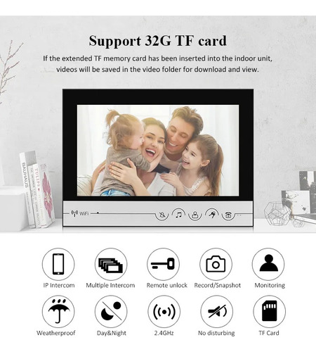 Timbre Video Portero Con Cámara Citófono Pantalla 9 Pulgadas