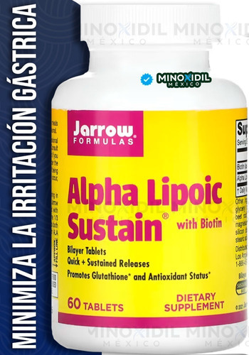 Jarrow Sustancia Alfa-lipoica Con Biotina 300 Mg 60 Tabletas Sabor Sin Sabor