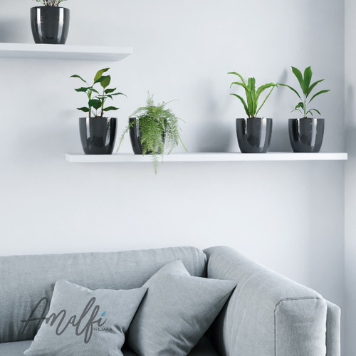 Maceta Plástica Premium N 18 Amalfi Nórdica Decorativa Apta Extrior Color Negro