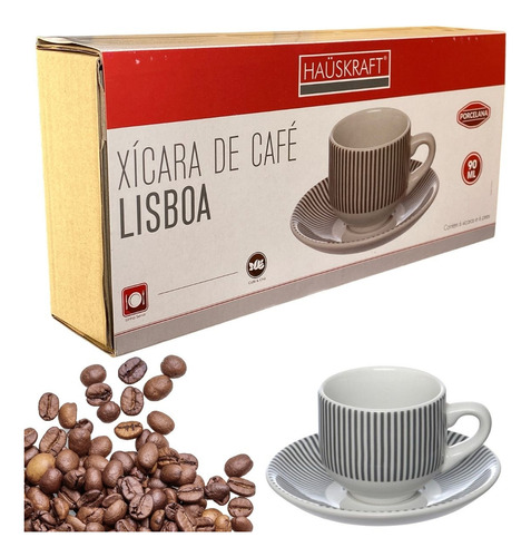 Jogo Xicaras Cafe Expresso De Porcelana 90 Ml Lisboa