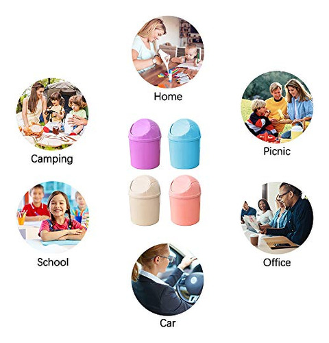 Mini Papelera Plástica Con Tapa Abatible + 120 Bolsas De