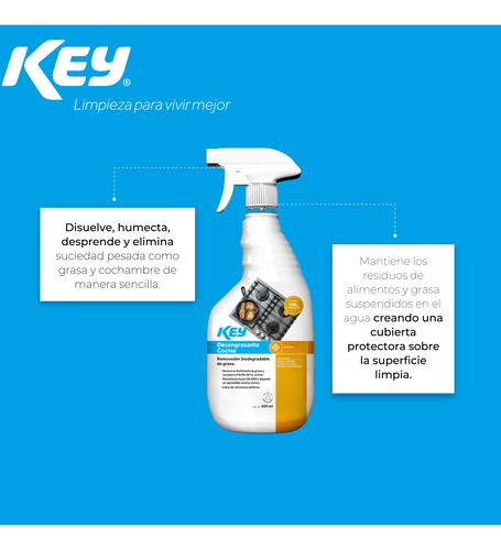 Desengrasante Líquido Para Cocina Key Biodegradable 650ml