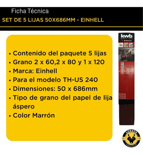 Set Lijas Banda Einhell 50x686 Para Th-us 240 5u Einhell Kwb