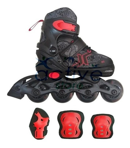 Rollers Patin 3 En 1 Kossok Onyx Abec9 + Set De Protecciones