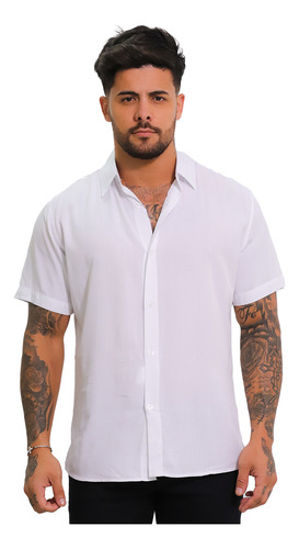 Camiseta Social Masculina Slim Fit Premium Praia Manga Curta