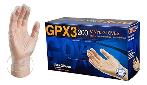 Guantes De Vinilo Gpx3d De Ammex, 200 Unidades Por Caja