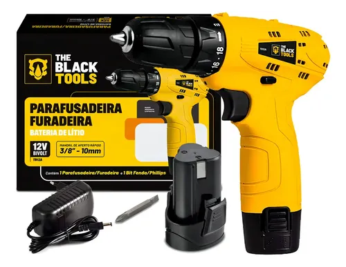 Parafusadeira Furadeira 3/8 10mm A Bateria Com Carregador The Bla...