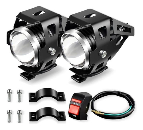 X2 Faros Aux Proyector Lupa Cree Led Tecla Switch U5 Moto