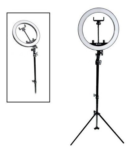 Ring Light Led Circular Completo Iluminador Portátil 26cm Com Tripé 1,6m