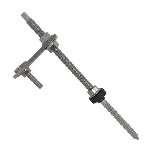 50x Haste Solar M10x200 P/ Madeira C/ Suporte Reto E Fixador