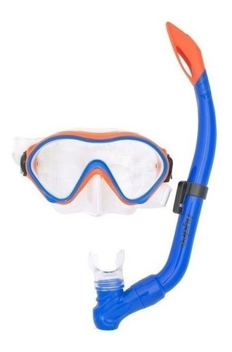 Snorkel Infantil Hydro + Mascara Junior Luneta Buceo Cke Color Azul Con Naranja