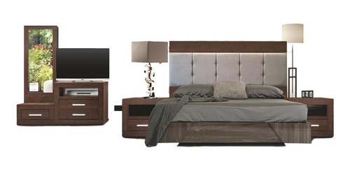 Imagen 1 de 5 de Recamara Isabela King Size 5 Piezas - Tabaco Këssa Muebles