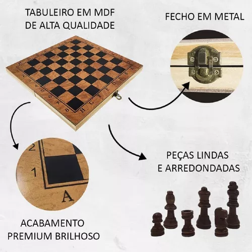 Foto Tabuleiro de Xadrez Madeira Com Peças de Metal Xeque Mate