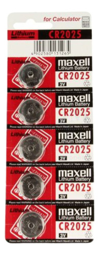 Pila De Litio Maxell Manganese Cr2025 Botón 3v Pack 5 Und