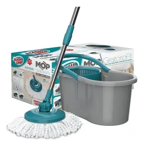 Flash Limp Mop Flash Limp Mop Giratório Fit com balde centrífuga Cinz