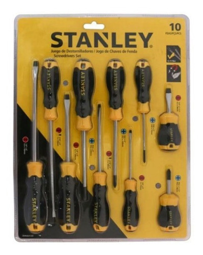 Juego De Destornilladores 10 Pzs Stanley 60-100 Profesional