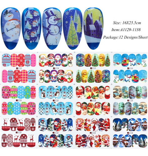Mj A 6 Hojas De Pegatinas Navideñas For Uñas, Muñeco De