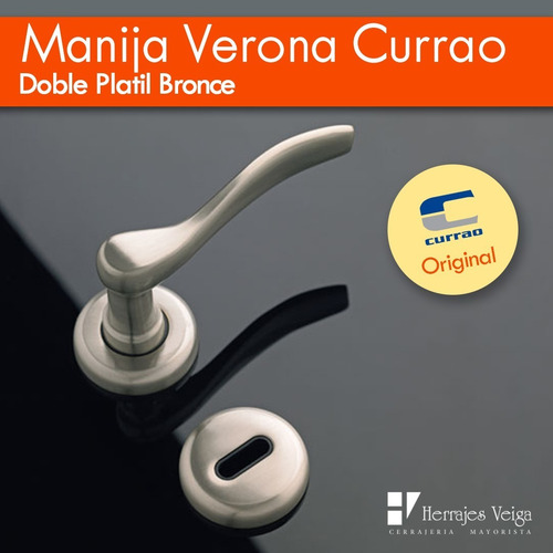 Imagen 3 de 7 de Manija Verona Currao Doble Br Platil Picaporte Puerta Elisse
