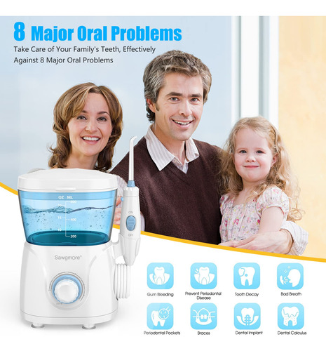 Irrigador Bucal Water Flosser Sawgmore, 600 Ml, 10 Presiones