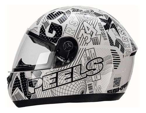 Capacete Fechado Peels Spike Modelo Kings Branco E Preto