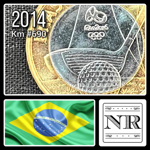 Brasil - 1 Real Año 2014 - Golf Rio 2016 - Bimetalica 
