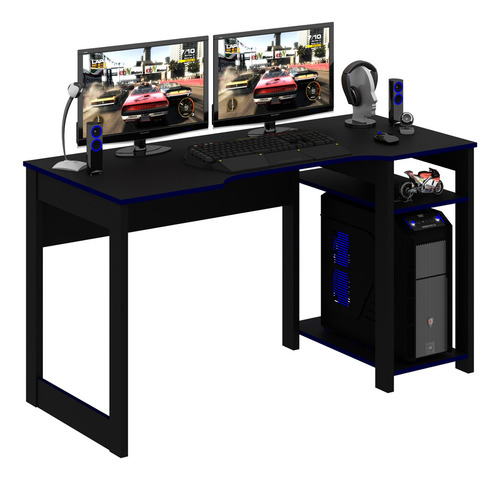 Mueble Escritorio/mesa Gamer Negro/azul Me4152.0002
