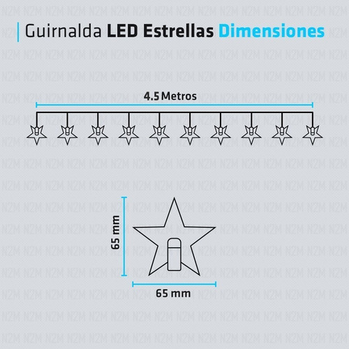 Imagen 3 de 10 de Guirnalda Luces Led Estrellas Transparentes 3m 220v Navidad