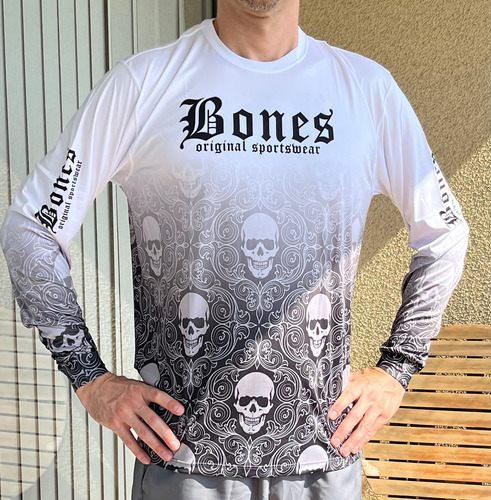 Polera Deportiva Hombre Bones Long Sleeve Skull 187