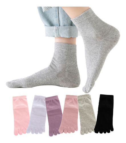 De 6 Pares De Calcetines De Algodón De Cinco Dedos Para