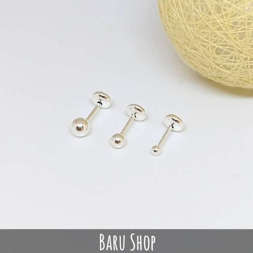 Imagen 2 de 8 de Pack Aritos Abridores Plata 925 Bolita 1mm 2mm Y 3 Mm