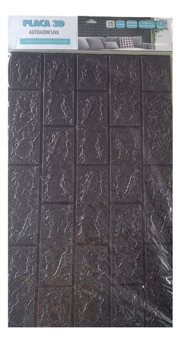 Placa 3d Autoadhesiva Laja Negra 70x77cm Decolife Muresco
