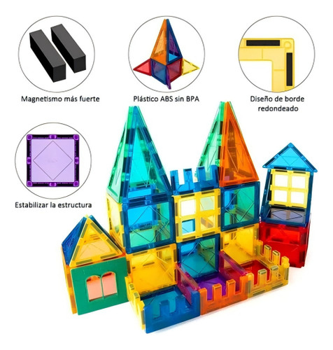 Set Còlourful Bloques Magnéticos Para Construir 60 Piezas