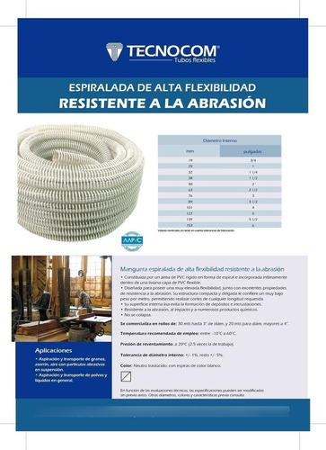 Manguera Aspirante Aserrin Taf Diam. 101mm X Metro