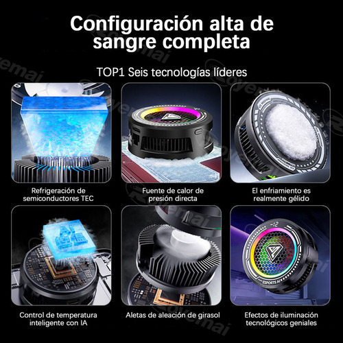 Ventilador de Teléfono Celular Inteligente Royemai Rgb Cooler Gamer color Negro