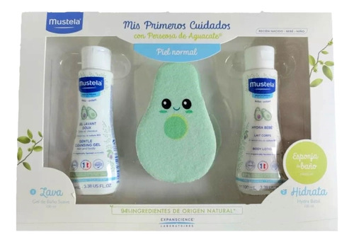 Kit  Mustela Bebé Baby Aguacate Gel Baño Body Lotion Esponja