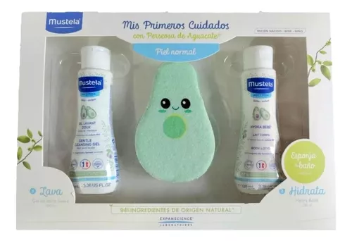 Kit Mustela Bebé Baby Aguacate Gel Baño Body Lotion Esponja