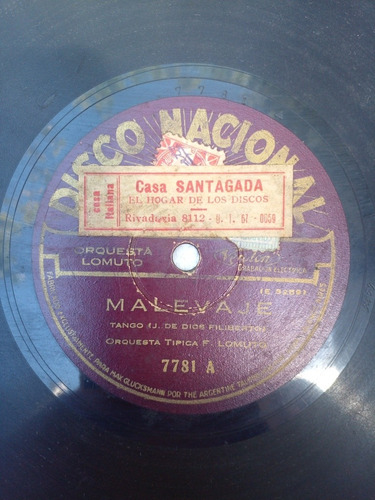 Disco Orquesta Lomuto Malevaje Vieja Milonga Odeón 