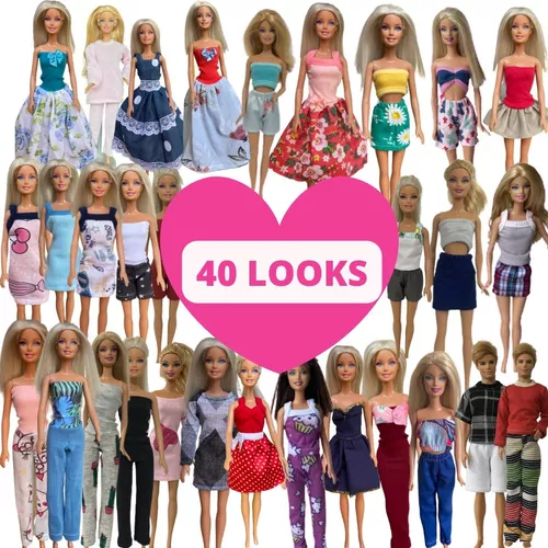 Kit Roupa Boneca Barbie Roupinha 10 Peças Tecido
