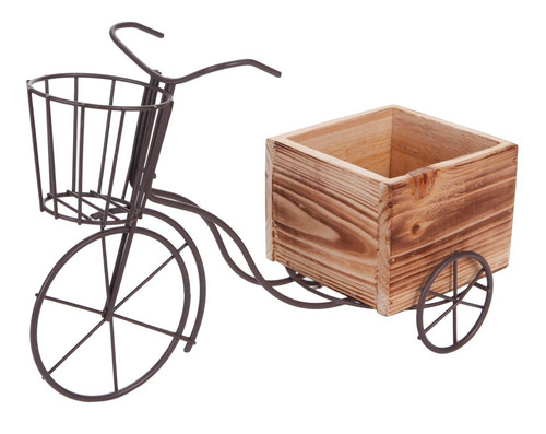 Imagen 1 de 3 de Mylin Triciclo Metal Con Canastilla Y Base Madera 1pz