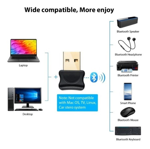 Imagen 2 de 8 de Transmisor Receptor Bluetooth Usb 5.0 Audio Datos Win 7 8 10