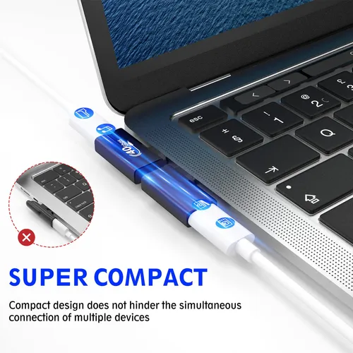 Adaptador Usb C 4 En Ngulo Recto, Hasta 40 Gbps