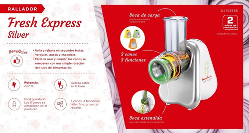 Imagen 4 de 10 de Multi Rallador Moulinex Fresh Express Silver 200w Francia