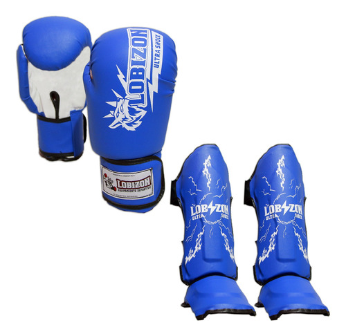 Combo Guantes + Tibiales Rigidos Kick Boxing Muay Thai Mma