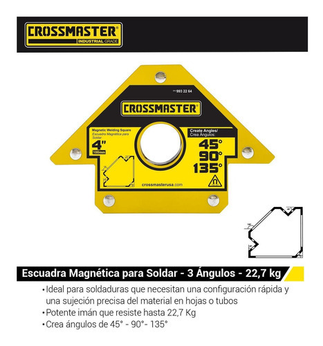 Escuadra Magnética Soldar 23kg-3 Ángulos Crossmaster 9932264
