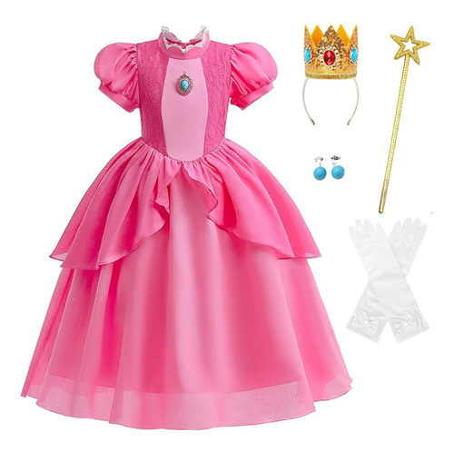 Cqdy Princesa Vestido Melocotón Para Niñas Disfraz Rosa Dura