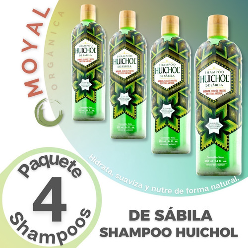 Pack X4 Shampoo Huichol Sabila 400 Ml / Limpieza Profunda