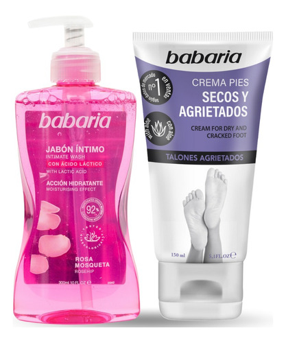 Jabon Intimo Babaria Rosa Mosqueta + Crema Para Pies Secos 