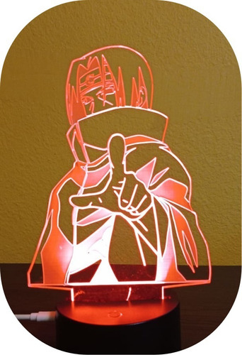 Lampara Led 3d Visual Ilusion Uchiha Itachi Naruto Contrl Cc