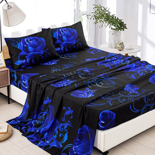 Wongs Bedding Juego De Sabanas De Color Azul De San Valentin